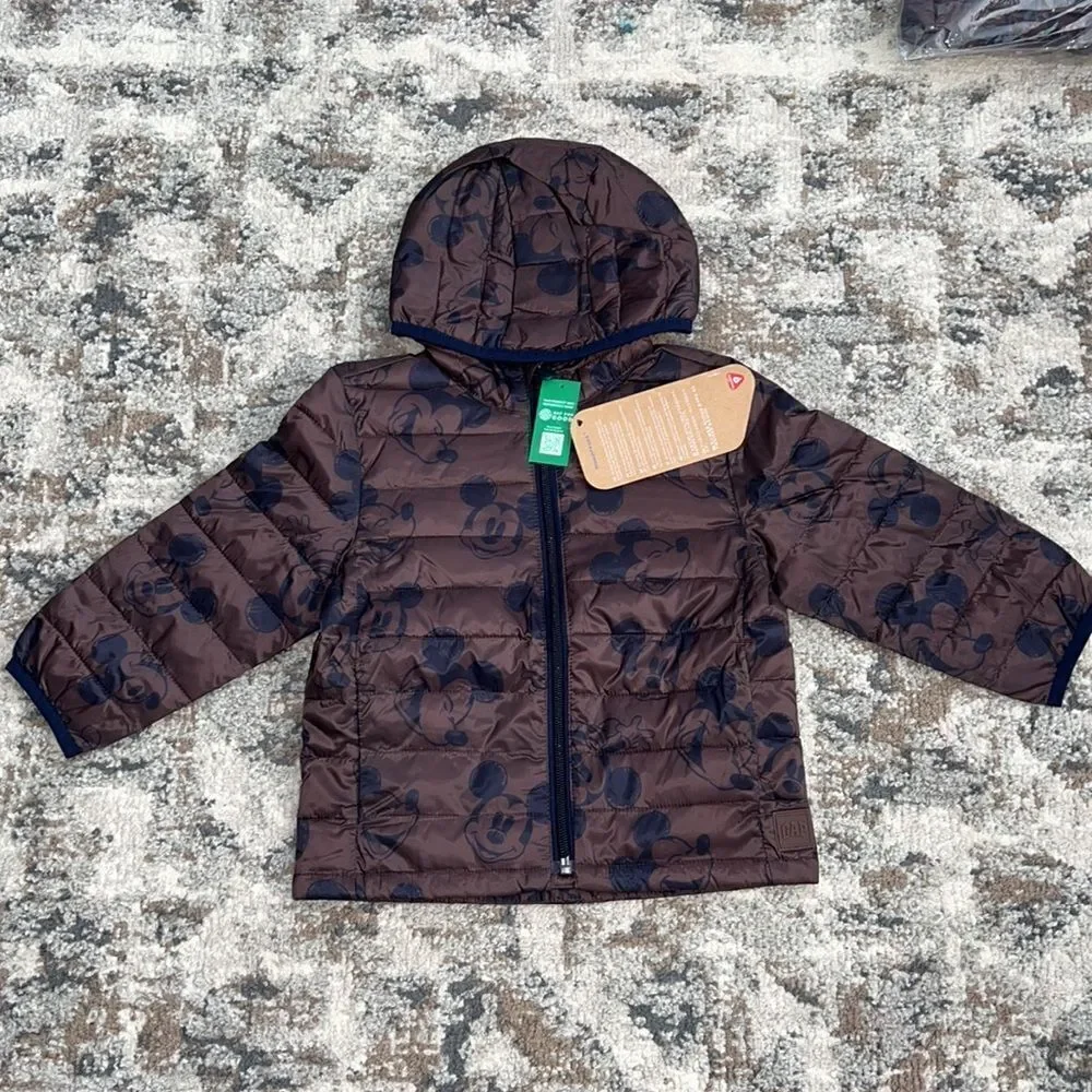 GAP Kids | Brown | Disney 100% Recycled Mickey Mouse Lightweight Puffer Jacket